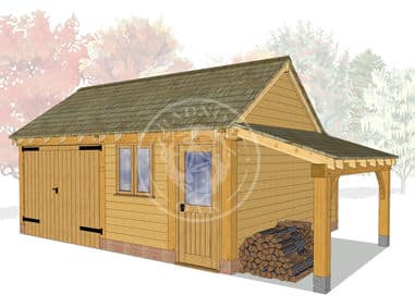 KI2023 | The Kinsham | 2 Bay Oak Garage with a workshop and enclosed garage & Log Store | Radnor Oak